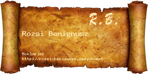 Rozsi Benignusz névjegykártya